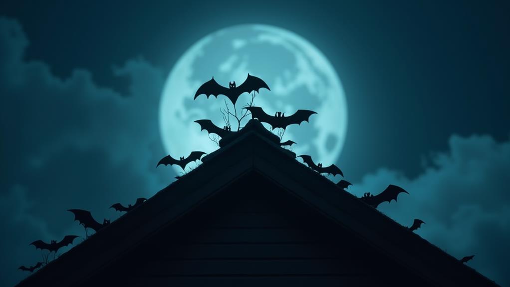 bats perch on roof