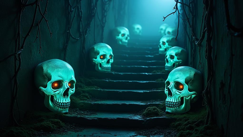 eerie decor on stairs