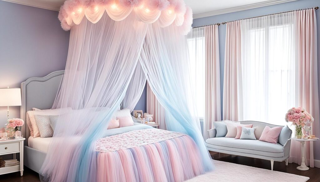 tulle canopy dreamy room design