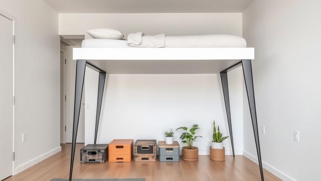 bed hidden under loft