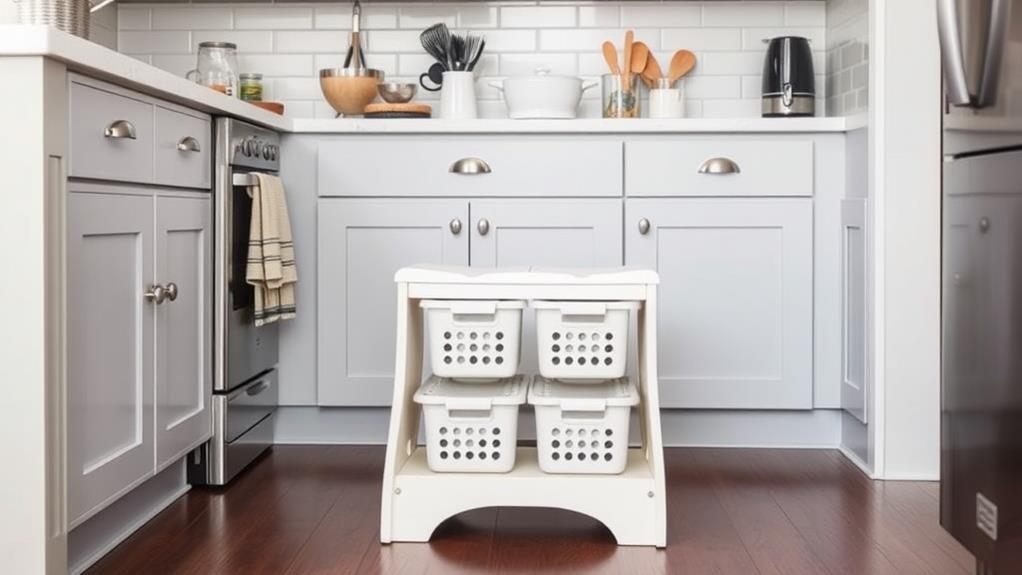 compact step stool storage