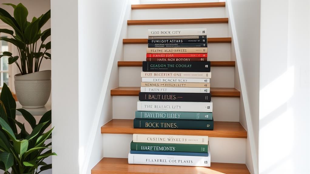 cookbooks line the stairs