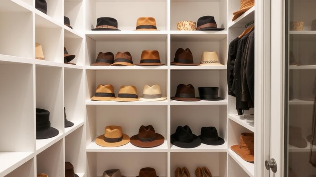 hats organized on shelves