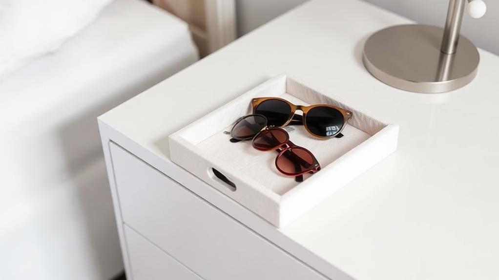 organized sunglasses storage method