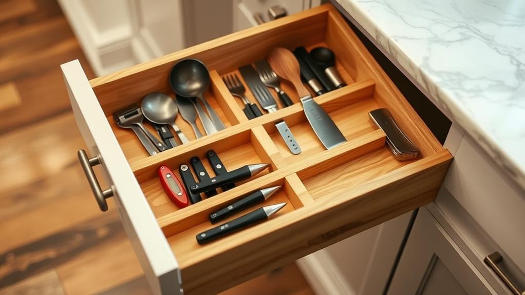 organizing kitchen utensil space