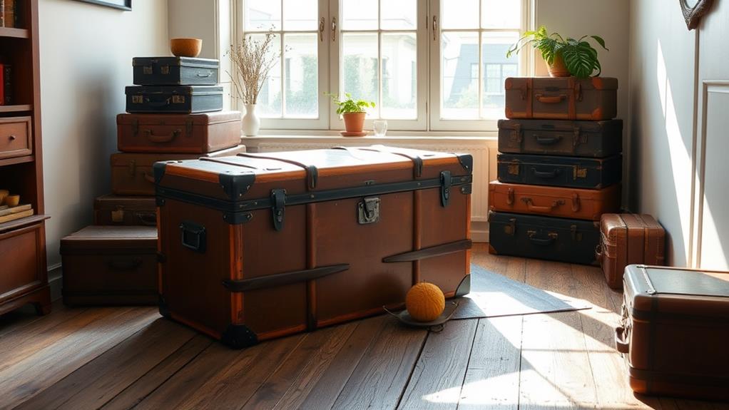 retro luggage storage containers