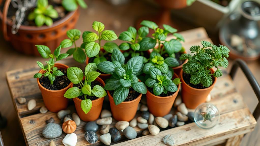 small indoor herb containers