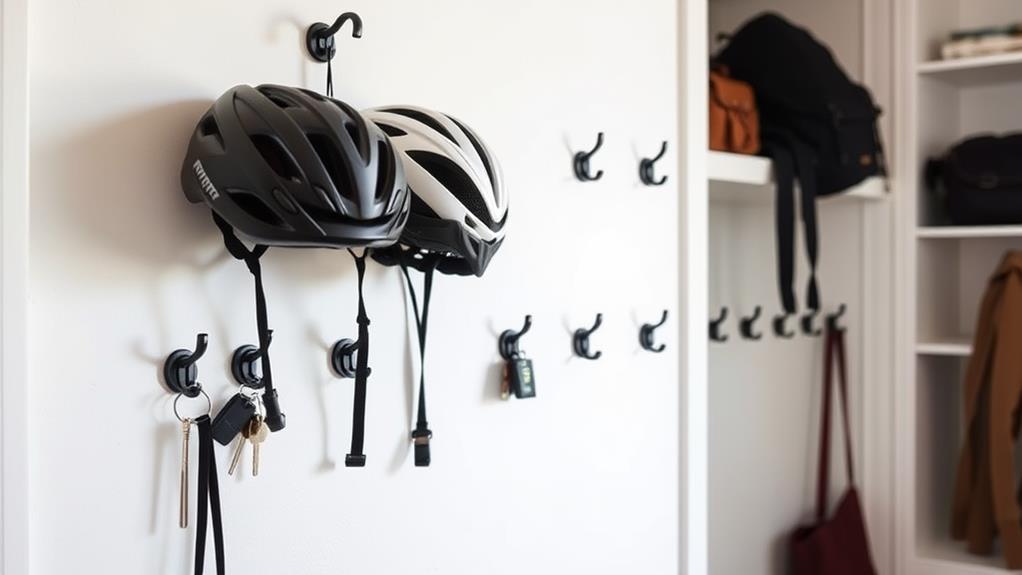 space saving bike helmet holder