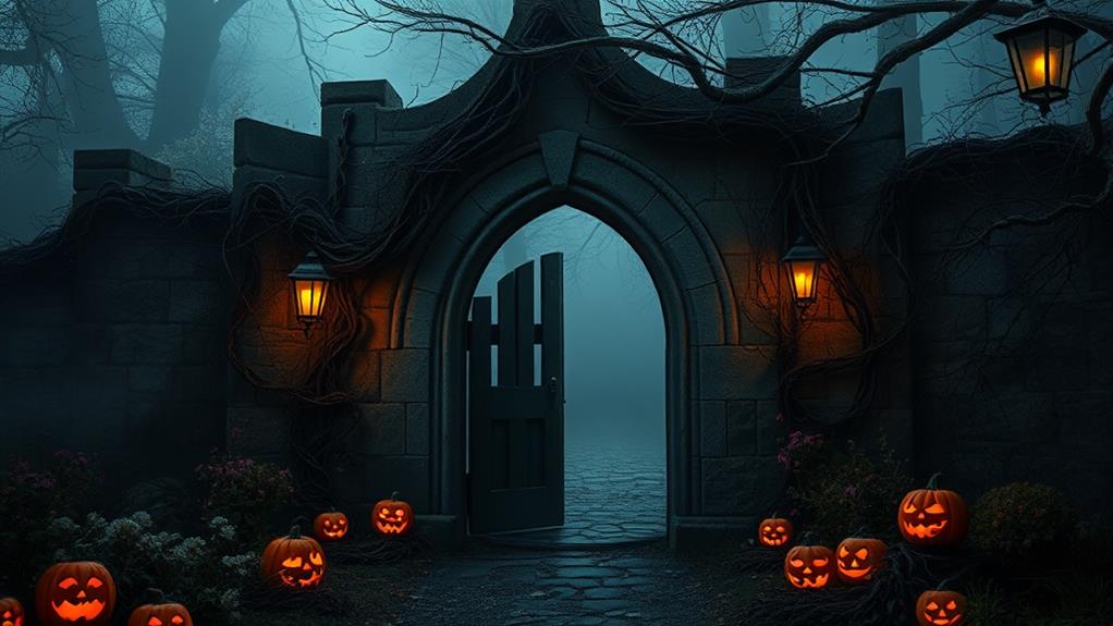 spooky graveyard gate accent